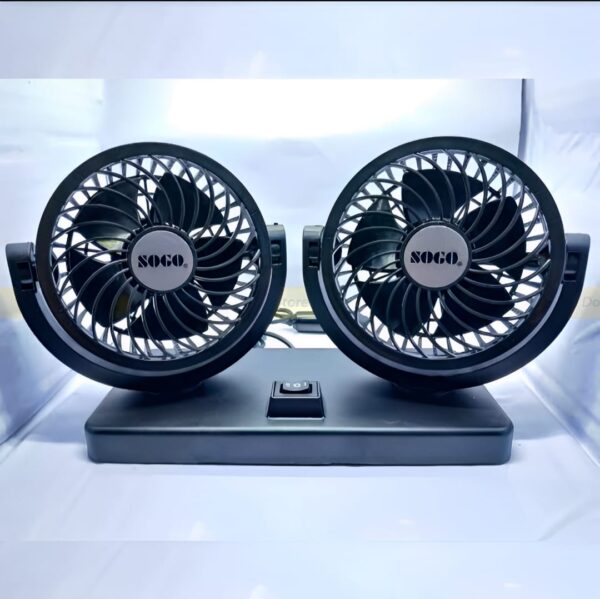 Car Fan Dual Head 4-inch 12v/24v – 360° Rotating